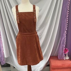Brown Corduroy Pinafore Dress